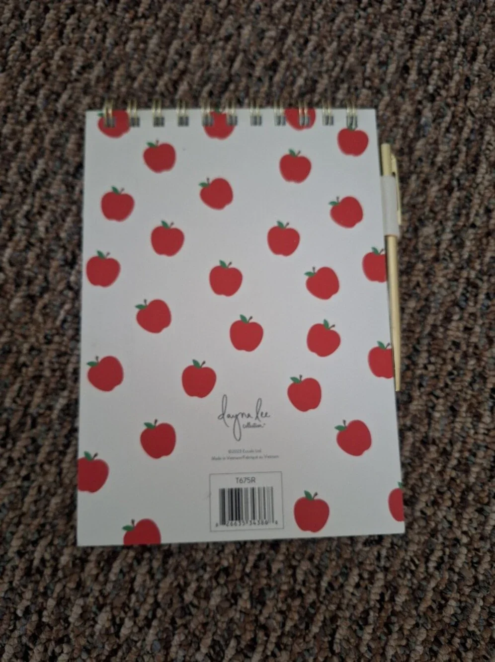 Teacher Notes Notebook with Red Apple Pattern